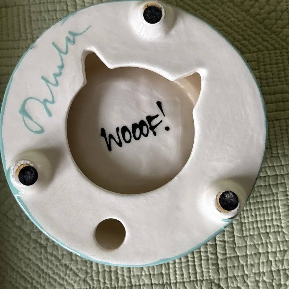 Boutique Hand Painted Ceramic Dog/cat Bowl 5.5